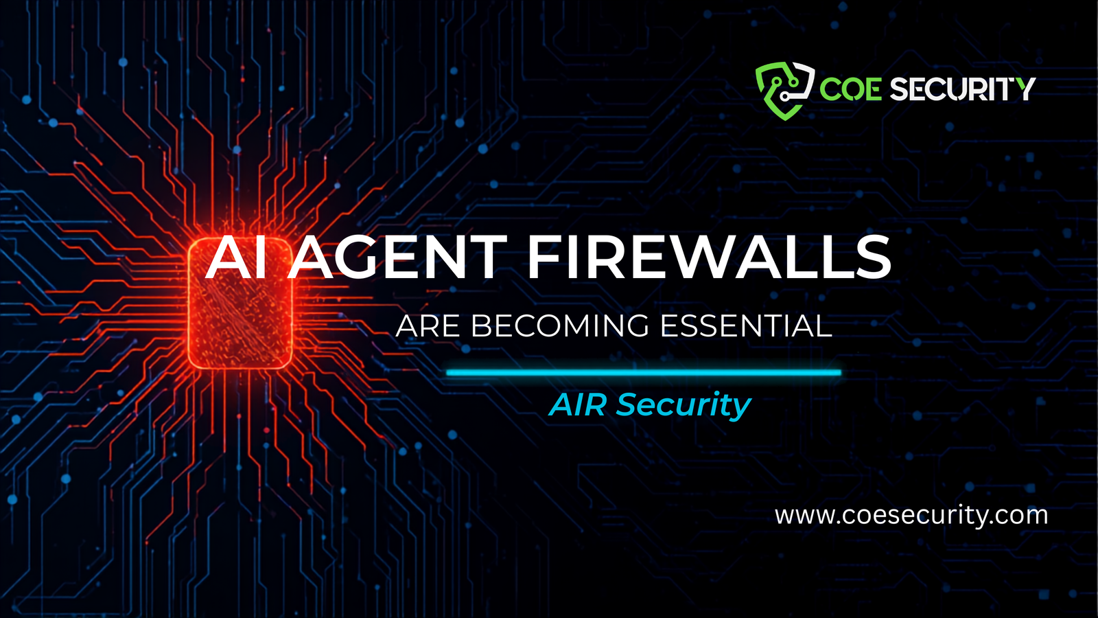AI Agent Firewall Digital Banner with Circuitry